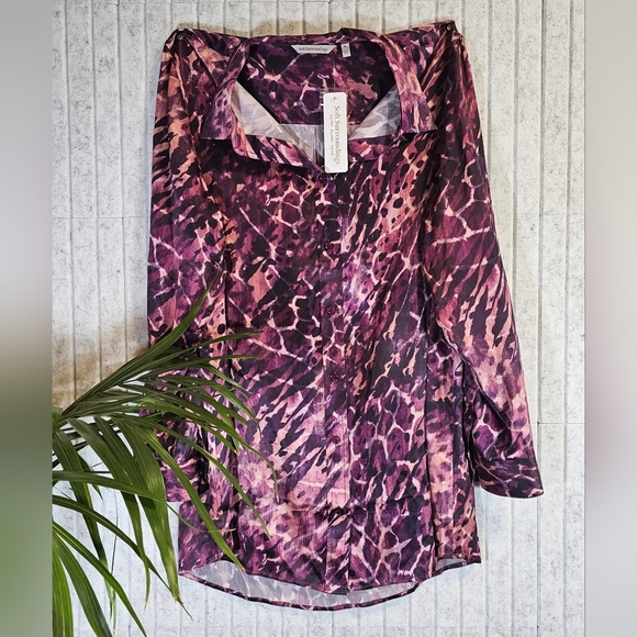 Soft Surroundings Tops - Soft Surroundings 100% Silk Blouse XL Purple Pink Animal Print NWT $139